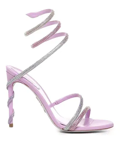 René Caovilla 115mm Rhinestone-embellished Sandals In Purple