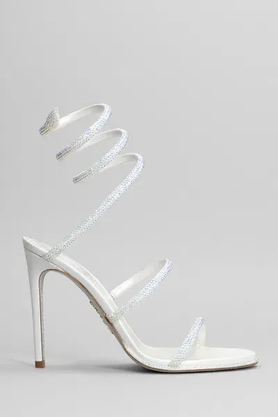 René Caovilla Sandals In White Leather In Ivory