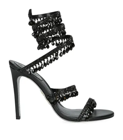 René Caovilla Satin Chandelier Sandals 105 In Black