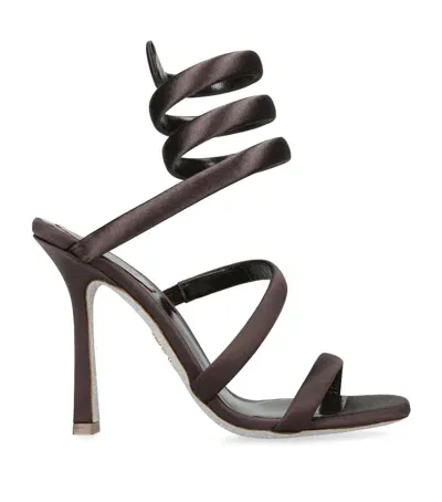 René Caovilla Satin Cleo Heeled Sandals 105 In Brown