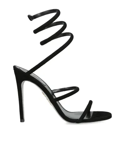 René Caovilla Suede Cleo Sandals 105 In Black