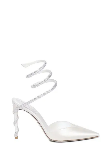 René Caovilla Margot Sandals In Suede In White