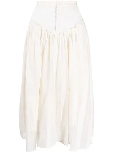 Renli Su Prudence Smocked-waist Midi Skirt In White