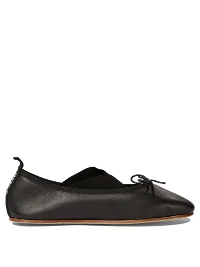 Repetto 'gianna' Black Ballet Flats With Elastic Bands In Leather Woman