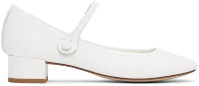 Repetto White Rose Mary Jane Heels In 050 Blanc