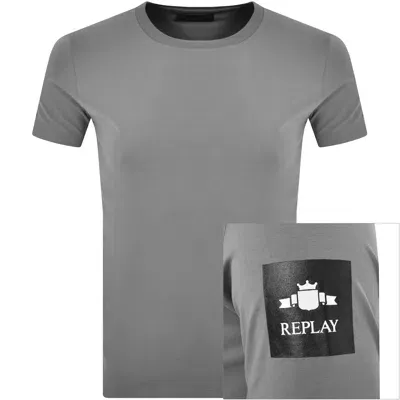 Replay Logo T Shirt Grey