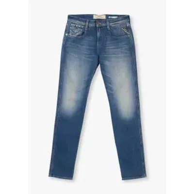 Replay Mens Anbass Original Slim Jeans In Medium Blue In Blue Fabric