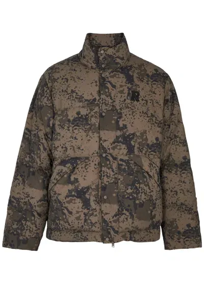 Represent Camouflage-print Quilted Shell Jacket In Green