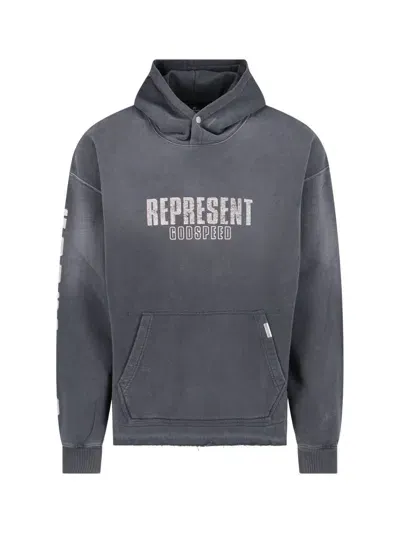 Represent Logo Hoodie In Grey