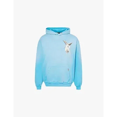 Represent Mens Electric Blue Archangel Oversized Cotton-jersey Hoody