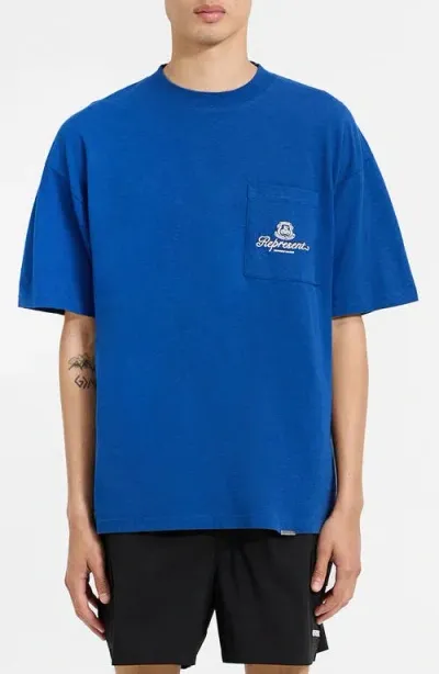 Represent Permanent Vacation Oversize Pocket Graphic T-shirt In Blue