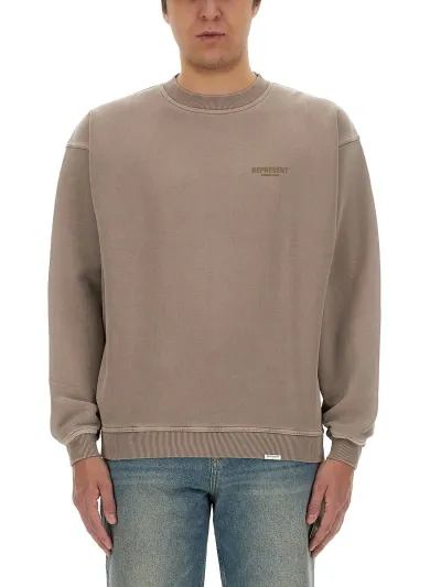 Represent Sweatshirt With Logo In Beige