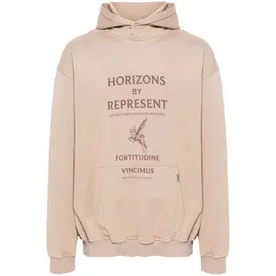 Represent Logo-print Cotton Hoodie In Neutrals