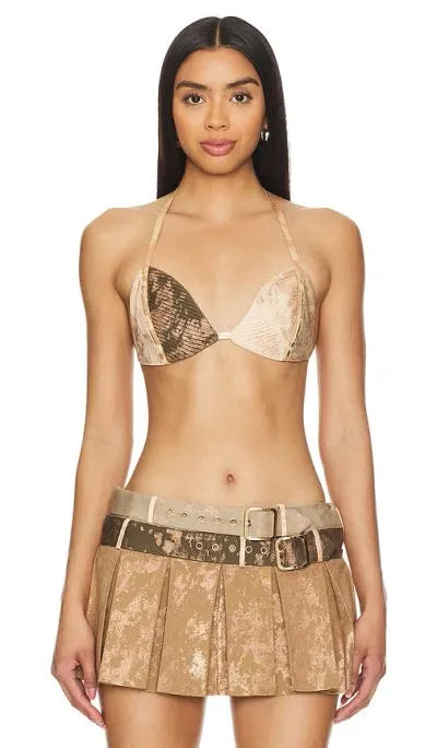 Retroféte Aveline Bra Top In Coated Sand Dust