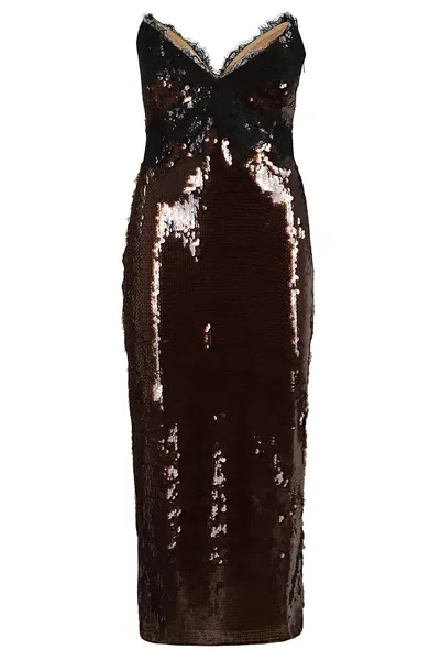 Retroféte Ellen Sequin Dress In Brown