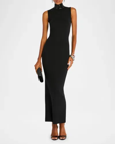 Retroféte Envy Mock-neck Maxi Dress In Black