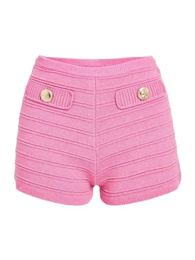 Retroféte Sandra Ribbed Knit Shorts In Metallic Candy Pink