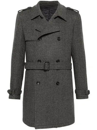 Reveres 1949 Herringbone Coat In Grey