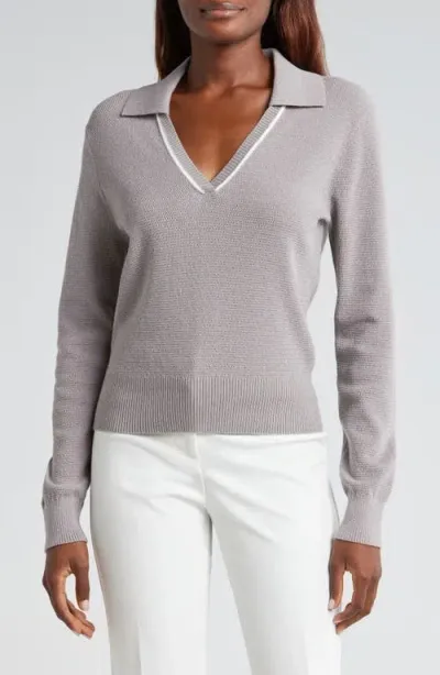 Rhone Birdie Polo Sweater In Taupe Mist