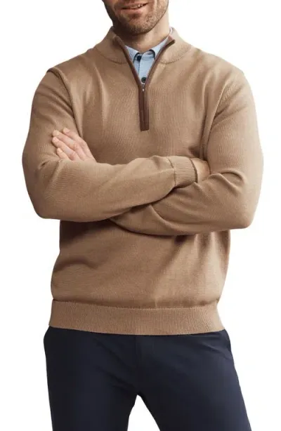 Rhone Commuter Quarter Zip Sweater In Savannah Tan Heather