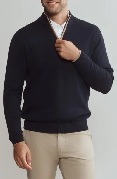 Rhone Commuter Quarter Zip Sweater In True Navy