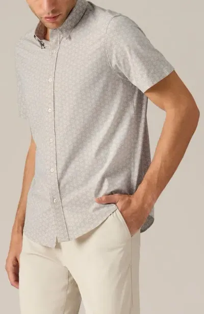 Rhone Commuter Short Sleeve Performance Button-down Shirt In Stone Floral Print