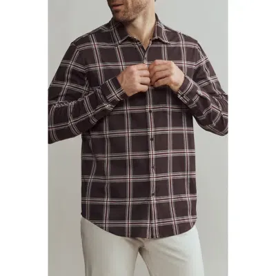 Rhone Hardy Check Flannel Button-up Shirt In Dark Espresso Windowpane