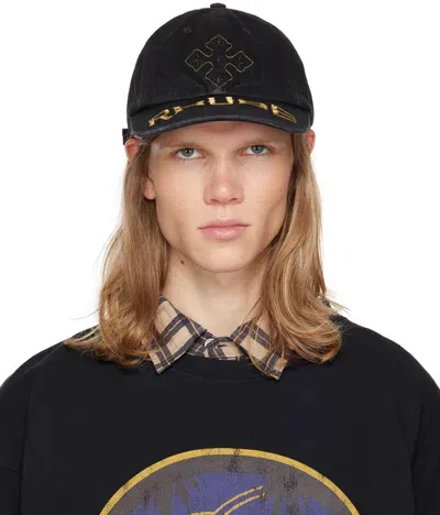 Rhude Cross Denim 6-panel Hat In Black