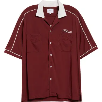 Rhude Chamonix-mont-blanc Bowling Shirt In Red