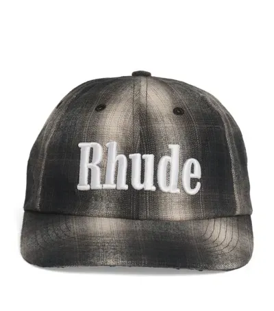 Rhude Check Logo Cap In Black