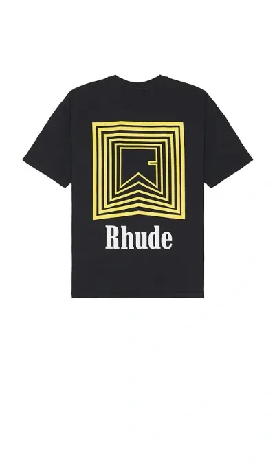 Rhude Chevron Logo Repeat Tee In Vintage Black