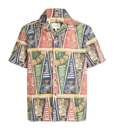 Rhude Cotton Collegiate Flag Shirt In Multi