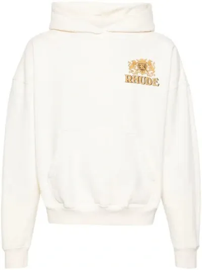 Rhude Cresta Cigar Cotton Hoodie In White