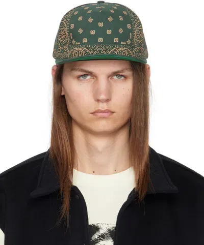 Rhude Green Bandana Canvas Cap In Green/white