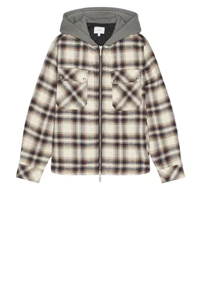 Rhude Hooded Flannel Jacket In Multi Brown