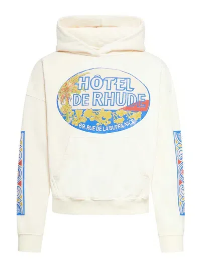 Rhude Hotel Hoodie In White