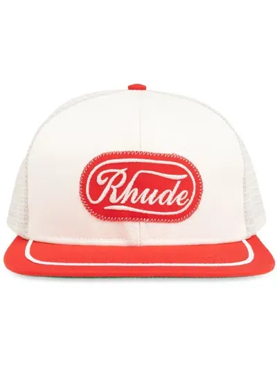 Rhude Logo-appliqué Trucker Hat In White