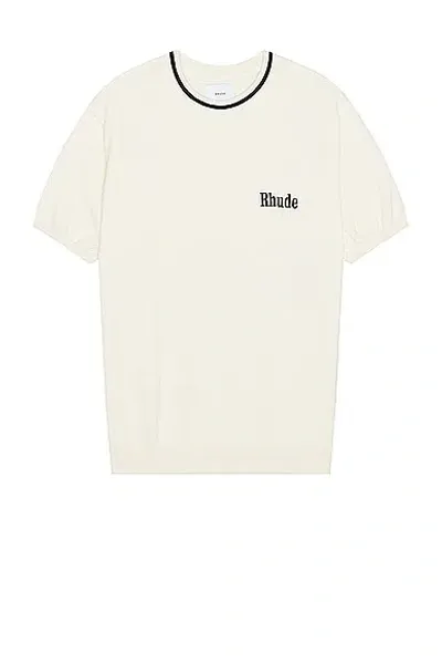 Rhude Logo Knit Tee In Ivory & Black