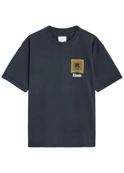 Rhude Logo-print Cotton T-shirt In Vntg Black