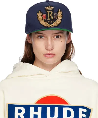 Rhude Navy Diana Crest Cap In 0043 Navy