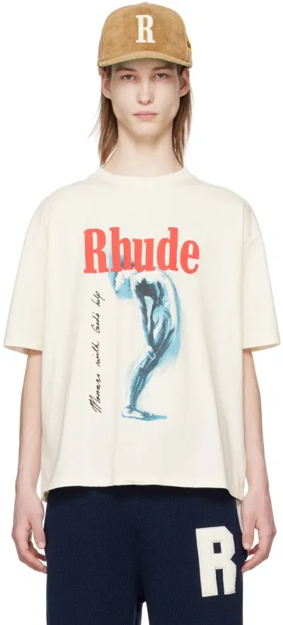 Rhude Off-white God Help Me T-shirt In Vtg White