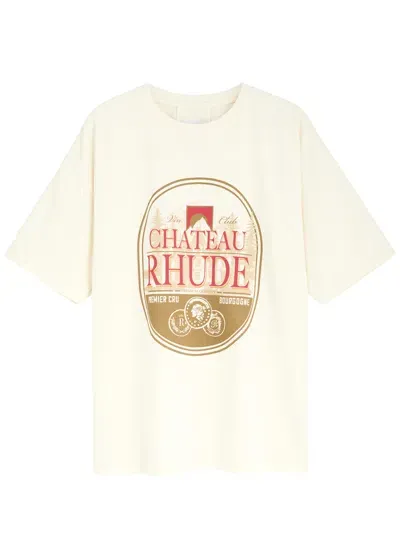 Rhude Premier Cru Printed Cotton T-shirt In White