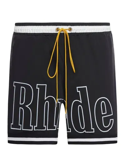 Rhude Black Striped Swim Shorts In 0372 Black