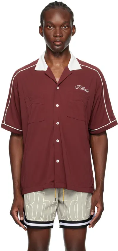 Rhude Red Mont Blanc Shirt In Maroon/white