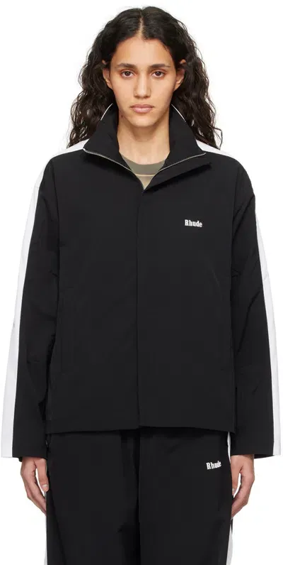 Rhude Ssense Exclusive Black Amarino Track Jacket In 2059 Black/white