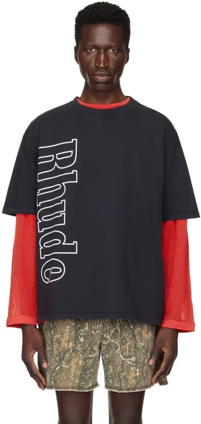 Rhude Ssense Exclusive Black Side Logo T-shirt In Vtg Black