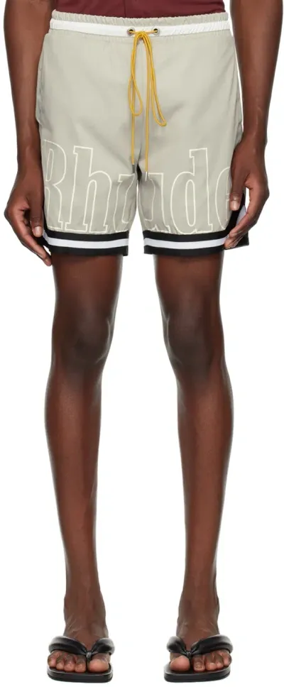 Rhude Ssense Exclusive Taupe Swim Shorts In Elephant/black/white