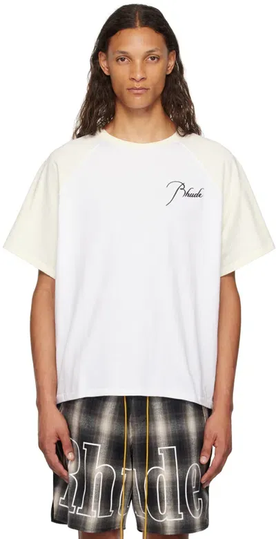 Rhude White Raglan Logo T-shirt