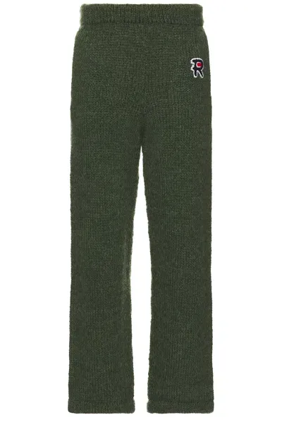 Rice Nine Ten Hand Knitted Jersey Pants In Forest Green