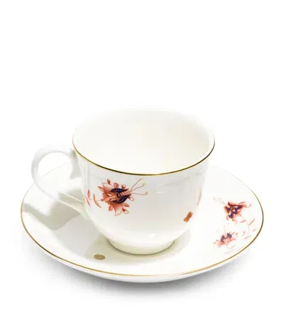 Richard Brendon X V & A Dragon Flower Teacup And Saucer Set In Neutral